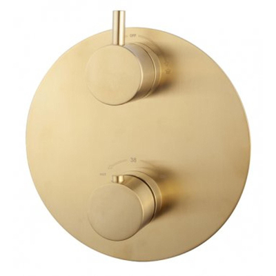 Wiesbaden Caral Rond afbouwdeel inbouwthermostaat geborsteld messing EXLUSIEF INBOUWDEEL SHOWROOMMODEL