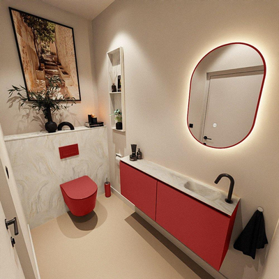 MONDIAZ TURE-DLUX 120cm toiletmeubel Fire. EDEN wastafel Ostra positie rechts. Met 1 kraangat.