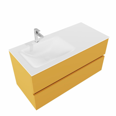 MONDIAZ VICA Badkamermeubelset - 100cm - 2 lades - wasbak Cloud links - 1 kraangat - solid surface ocher