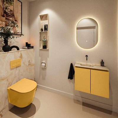 MONDIAZ TURE-DLUX 60cm toiletmeubel Ocher. EDEN wastafel Frappe positie links. Zonder kraangat.