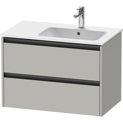 Duravit Ketho 2 wastafelonderbouwkast met 2 laden voor waskom rechts 81x48x54.9cm met grepen antraciet betongrijs mat