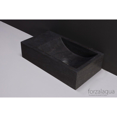 Forzalaqua Venetia fonteinbak 40x22x10cm wasbak Rechts 0 kraangaten Natuursteen Hardsteen gezoet