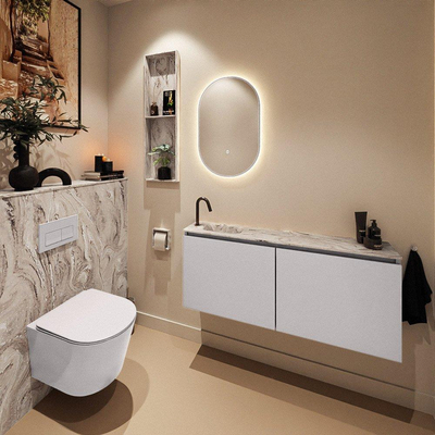 MONDIAZ TURE-DLUX 120cm toiletmeubel Cale. EDEN wastafel Glace positie links. Met 1 kraangat.
