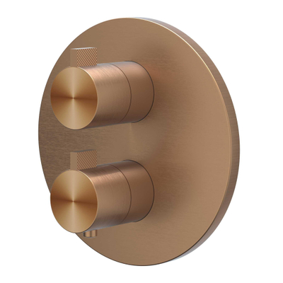 IVY Tribe Regendoucheset - inbouw - 2-weg stop-omstel - 40cm wandarm - 25cm medium hoofddouche rond - houder met uitlaat - 150cm doucheslang - staafmodel handdouche - RVS316 - geborsteld mat koper PVD