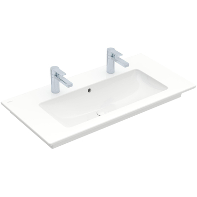 Villeroy & Boch Venticello Meubelwastafel - wasbak midden - 2 kraangaten - 100x50cm - overloop - wit