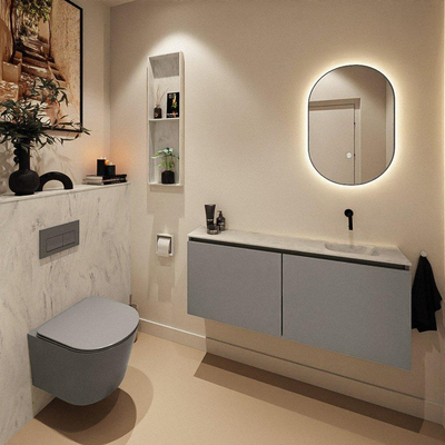 MONDIAZ TURE-DLUX 120cm toiletmeubel Smoke. EDEN wastafel Opalo positie rechts. Zonder kraangat.