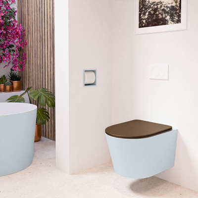 MONDIAZ LAVIE wandclosetpack - 36x53cm - diepspoel - rimless - clay (blauw) - softclose - quick-release - toiletzitting - Rust (rood)