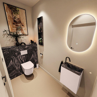 MONDIAZ TURE-DLUX 40cm toiletmeubel Rosee. EDEN wastafel Lava positie rechts. Met 1 kraangat.