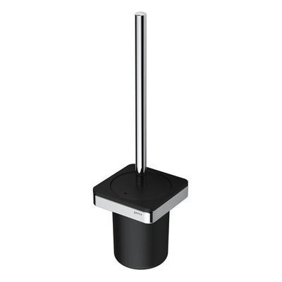 Geesa Frame Toiletborstel met houder Zwart / Chroom (zwarte borstelkop)