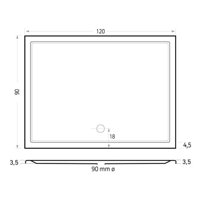 Xenz Mariana douchebak 120x90x4cm rechthoek Acryl Pergamon