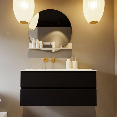 MONDIAZ VICA-DLUX Badkamermeubelset - 110cm - onderkast urban- 2 lades - inbouw wastafel cloud links - zonder kraangaten - 60cm hoge versie - opalo