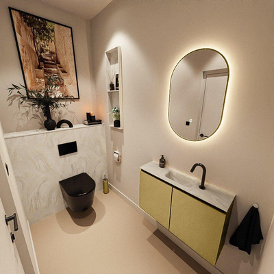 MONDIAZ TURE-DLUX 80cm toiletmeubel Oro. EDEN wastafel Ostra positie midden. Met 1 kraangat.