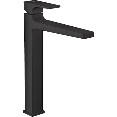 Hansgrohe Metropol 1-gats wastafelkraan 260 met push open waste met voorsprong vaste uitloop 20.4cm mat zwart