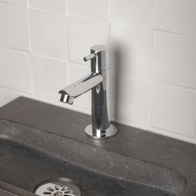 Differnz fonteinset - 38x24x8cm - Rechthoek - 1 kraangat - Chroom - Natuursteen Zwart