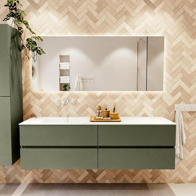 Mondiaz VICA Badkamermeubelset - 170cm - army - 4 lades - Wastafel MOON - links - zonder kraangat - kleur talc - XL versie 60cm hoog