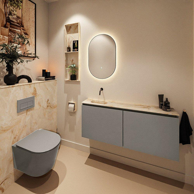 MONDIAZ TURE-DLUX 120cm toiletmeubel Smoke. EDEN wastafel Frappe positie links. Zonder kraangat.
