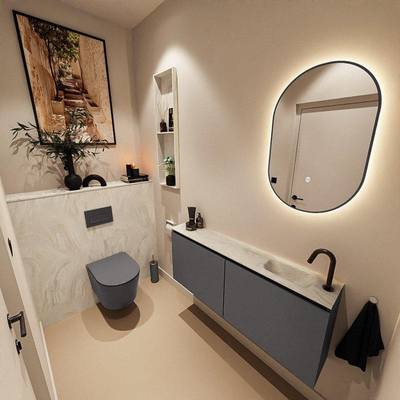 MONDIAZ TURE-DLUX 120cm toiletmeubel Dark Grey. EDEN wastafel Ostra positie rechts. Met 1 kraangat.