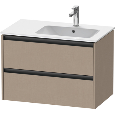 Duravit Ketho 2 wastafelonderbouwkast met 2 laden voor waskom rechts 81x48x54.9cm met grepen antraciet Linnen mat