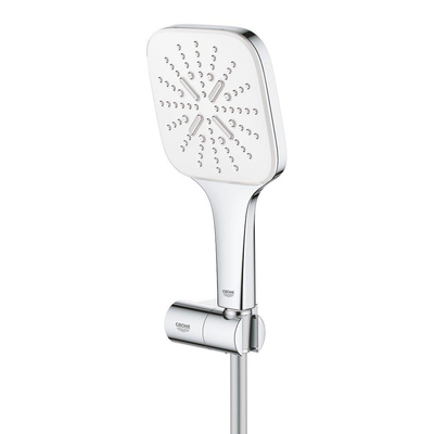 GROHE Rainshower SmartActive 130 Cube Handdoucheset - 3 straalsoorten - vierkant - met houder - verstelbaar - gladde slang - 150cm - chroom/moon white