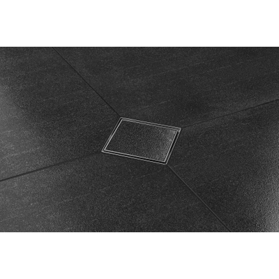 Easy drain Aqua Plus Quattro Vloerput - 15x15cm - betegel baar rooster - zijuitlaat - inbouwdiepte 8cm - geborsteld RVS