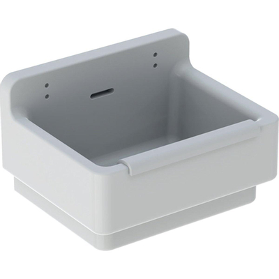 Geberit 300 Basic uitstortgootsteen met stootrand 36.5x46x30cm met gaten voor emmerrooster wit