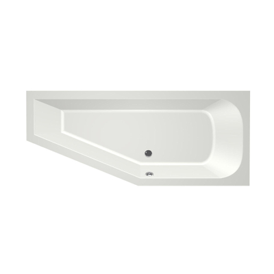 Xenz Lagoon compact ligbad - 170x75cm - met overloop - zonder afvoer - Hoekopstelling rechts - Acryl Edelweiss mat