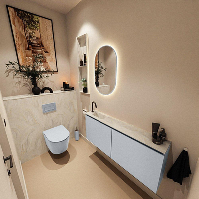 MONDIAZ TURE-DLUX 120cm toiletmeubel Clay. EDEN wastafel Ostra positie links. Met 1 kraangat.