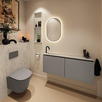 MONDIAZ TURE-DLUX 120cm toiletmeubel Smoke. EDEN wastafel Opalo positie links. Met 1 kraangat.