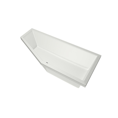 Xenz Society Compact ligbad - 170x75cm - met overloop - zonder afvoer - Hoekopstelling rechts - Acryl Edelweiss mat