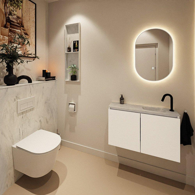 MONDIAZ TURE-DLUX 80cm toiletmeubel Talc. EDEN wastafel Opalo positie rechts. Met 1 kraangat.