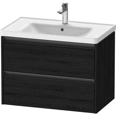 Duravit Ketho 2 wastafelonderbouwkast met 2 laden 78.4x45.5x54.9cm met grepen antraciet eiken zwart mat