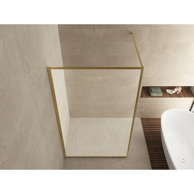 Wiesbaden Square inloopdouche 1200 x 2000 x 8 mm nano helder glas/geborsteld messing