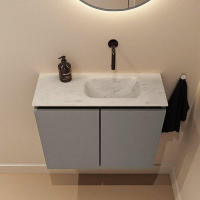 MONDIAZ TURE-DLUX 60cm toiletmeubel Smoke. EDEN wastafel Opalo positie rechts. Zonder kraangat.