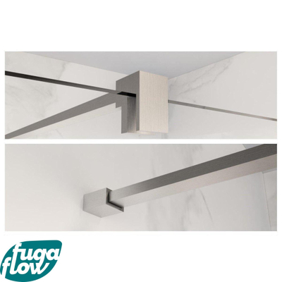 FugaFlow Eccelente Vetro inloopdouche badkamer verlengde stabilisatiestang 200cm los incl.bevestigingsmaterialen - geborsteld RVS