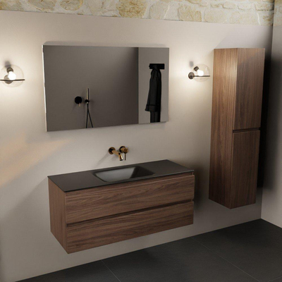 Mondiaz Aivy badmeubelset - 120x45x50cm - 0 kraangaten - 1 wasbak urban Solid surface - Midden - 2 lades - Zonder spiegel - Melamine Mocha