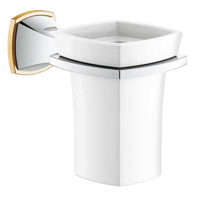 GROHE Grandera Bekerhouder - 10.2x12.7x4.5cm - met glas - chroom/goud