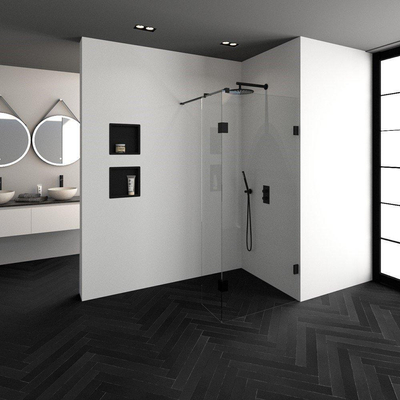 BRAUER Create Inloopdouche - 90x200cm - profielloos - 40cm - zijwand - antikalk - 8mm veiligheidsglas - antraciet mat