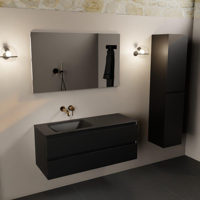 Mondiaz Aivy badmeubelset - 120x45x50cm - 0 kraangat - 1 wasbak urban Solid surface - Links - 2 lades - Zonder spiegel - MDF Urban