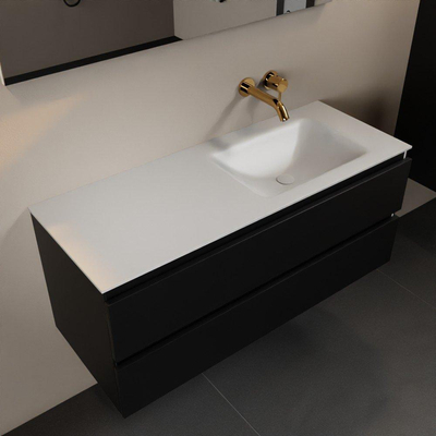 Mondiaz Aivy badmeubelset - 120x45x50cm - 0 kraangaten - 1 wasbak talc Solid surface - Rechts - 2 lades - Met spiegel - MDF Urban