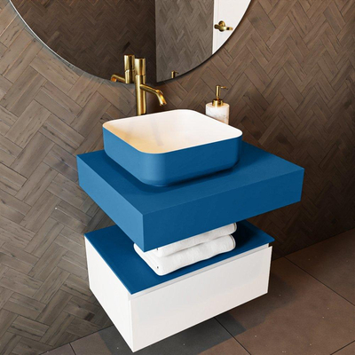 Mondiaz TOP 51 Topblad - 40x51x12cm - geschikt voor afdekplaat - Solid surface - Jeans