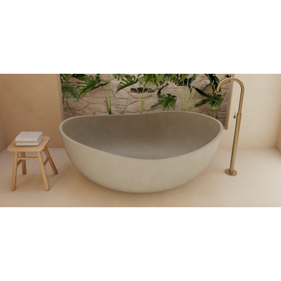 Ideavit Idea.sense vrijstaande badkuip - 160x97.5x58cm - incl. pup-up afvoer - beton D1