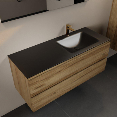 Mondiaz Aivy badmeubelset - 120x45x50cm - 1 kraangat - 1 wasbak urban Solid surface - Rechts - 2 lades - Zonder spiegel - Melamine Chai