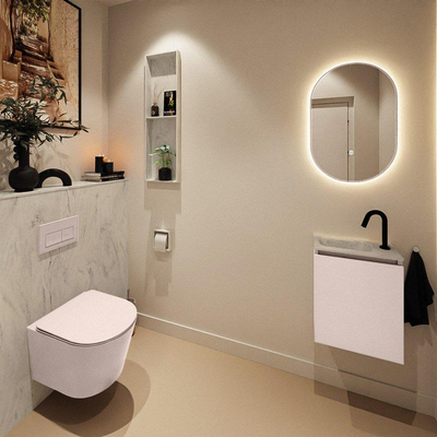 MONDIAZ TURE-DLUX 40cm toiletmeubel Rosee. EDEN wastafel Opalo positie links. Met 1 kraangat.