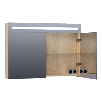 BRAUER Promise Deluxe spiegelkast - 100x70x15cm - met directe verlichting - 2 dubbelzijdige spiegeldeuren - Sunlit