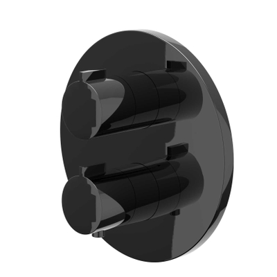 IVY Pact Regendoucheset - inbouw - 2-weg stop-omstel - 15cm plafondbuis - 30cm slim hoofddouche rond - houder met uitlaat - 150cm doucheslang - staafmodel handdouche - Zwart chroom PVD