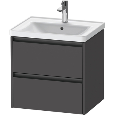 Duravit Ketho 2 Wastafelonderkast - 2 laden - 58.4x45.5x54.9cm - grepen antraciet - grafiet mat