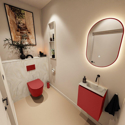 MONDIAZ TURE-DLUX 40cm toiletmeubel Fire. EDEN wastafel Ostra positie rechts. Zonder kraangat.