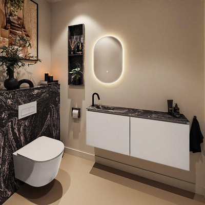 MONDIAZ TURE-DLUX 120cm toiletmeubel Linen. EDEN wastafel Lava positie links. Met 1 kraangat.