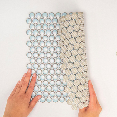 The Mosaic Factory Venice mozaïektegel - 31.5x29.4cm - wandtegel - Rond - Porselein Blue Grey Edge Glans