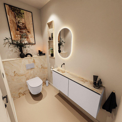 MONDIAZ TURE-DLUX 120cm toiletmeubel Cale. EDEN wastafel Frappe positie links. Zonder kraangat.